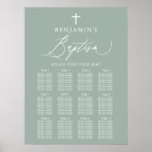 Sage Green Cross Boy Baptism Separation Chart Sign Poster (Voorkant)