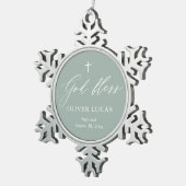 Sage Green Cross Boy Baptisme Snowflake Ornament (Rechts)