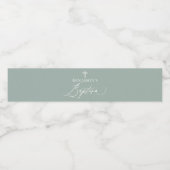 Sage Green Cross Boy Baptisme Water Flaceletiket Waterfles Etiket (Enkel label)