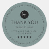 Sage Green Custom Bedankt Sticker met Logo (Voorkant)