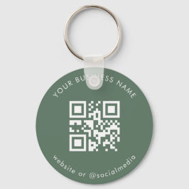 Sage Green Custom Business Qr Code Scan Sleutelhan Sleutelhanger