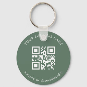 Sage Green Custom Business Qr Code Scan Sleutelhan Sleutelhanger
