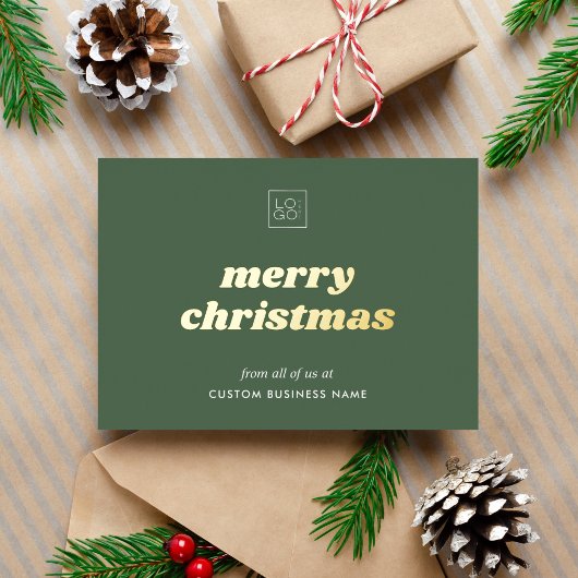 Sage Green Custom Company Logo Kerst Folie Kaart