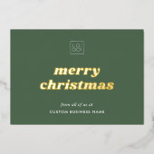 Sage Green Custom Company Logo Kerst Folie Kaart (Voorkant)