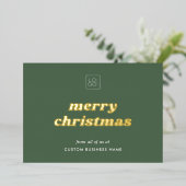 Sage Green Custom Company Logo Kerst Folie Kaart (Staand Voorkant)