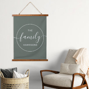 Sage Green Custom Family Monogram Farmhouse Wall Hangend Wandkleed