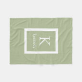 Sage Green Custom Monogram Name Fleece Deken (Voorkant (Horizontaal))