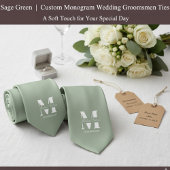 Sage Green | Custom Monogram Wedding Groomsmen Stropdas