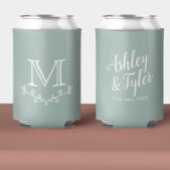 Sage Green Custom Monogrammed Wedding Favor Beer Blikjeskoeler