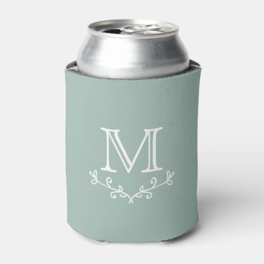 Sage Green Custom Monogrammed Wedding Favor Beer Blikjeskoeler (Blikje Voorkant)