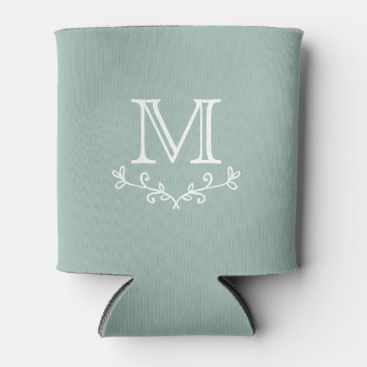 Sage Green Custom Monogrammed Wedding Favor Beer Blikjeskoeler (Voorkant)