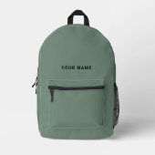 Sage Green Custom Name Backpack Bedrukte Rugzak (Voorkant)