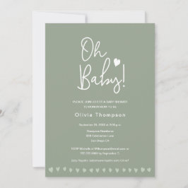Sage Green Custom OH Baby shower Genderneutraal Kaart