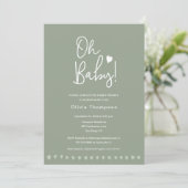 Sage Green Custom OH Baby shower Genderneutraal Kaart (Staand voorkant)