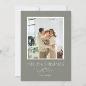 Sage Green Custom Photo Christmas Greeting Card Kaart (Voorkant)
