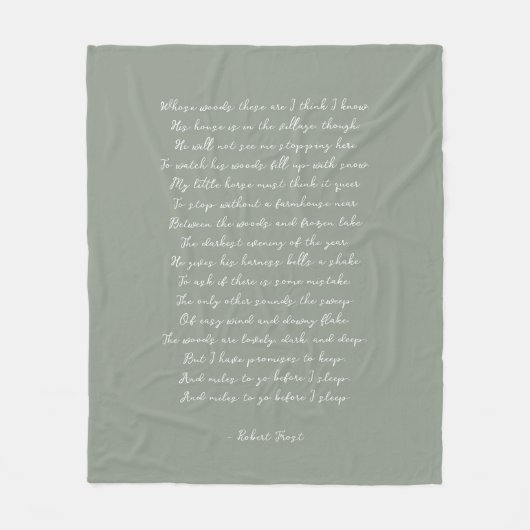 Sage Green Custom Poem Song Lyric Quote Fleece Deken (Voorkant)
