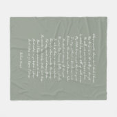 Sage Green Custom Poem Song Lyric Quote Fleece Deken (Voorkant (Horizontaal))