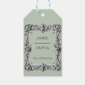 sage green Custom Victorian Scroll Frame – wedding Cadeaulabel (Voorkant)
