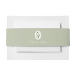 Sage Green Custom Wedding Belly Band Uitnodigingen Wikkel