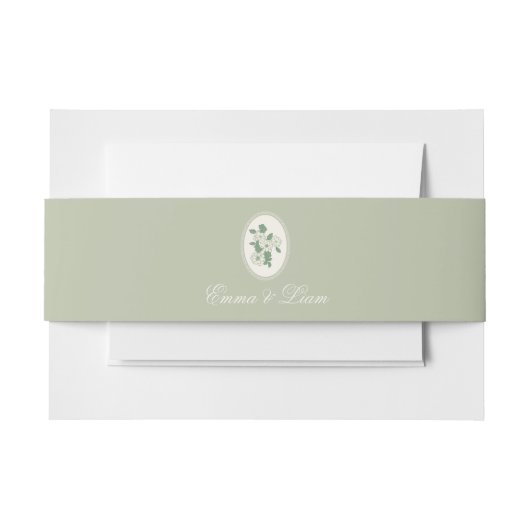 Sage Green Custom Wedding Belly Band Uitnodigingen Wikkel (Voorkant Voorbeeld)