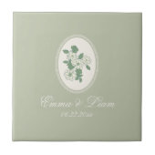 Sage Green Custom Wedding Ceramic Tile Tegeltje (Voorkant)