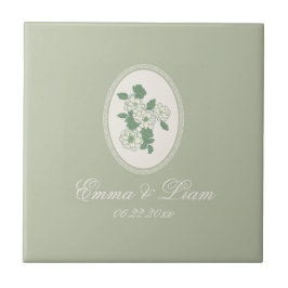 Sage Green Custom Wedding Ceramic Tile Tegeltje