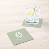 Sage Green Custom Wedding Paper Coasters Kartonnen Onderzetters (Insitu)
