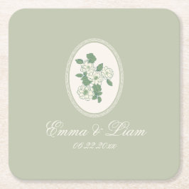 Sage Green Custom Wedding Paper Coasters Kartonnen Onderzetters