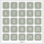 Sage Green Customizable Square Number Stickers  (Vel)