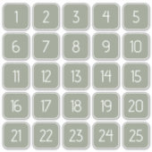 Sage Green Customizable Square Number Stickers (Voorkant)