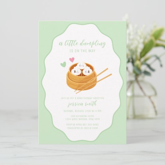 Sage Green Cute Asian Dumpling Baby Shower  Kaart (Staand voorkant)