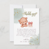 Sage Green Cute Beer Waterverf Heart Baby shower Bedankkaart (Voorkant)