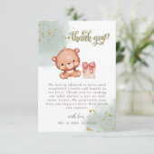 Sage Green Cute Beer Waterverf Heart Baby shower Bedankkaart (Staand voorkant)