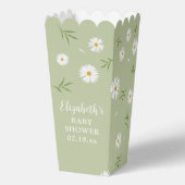 Sage Green Daisies Genderneutraal Baby shower Bedankdoosjes (Achterkant)