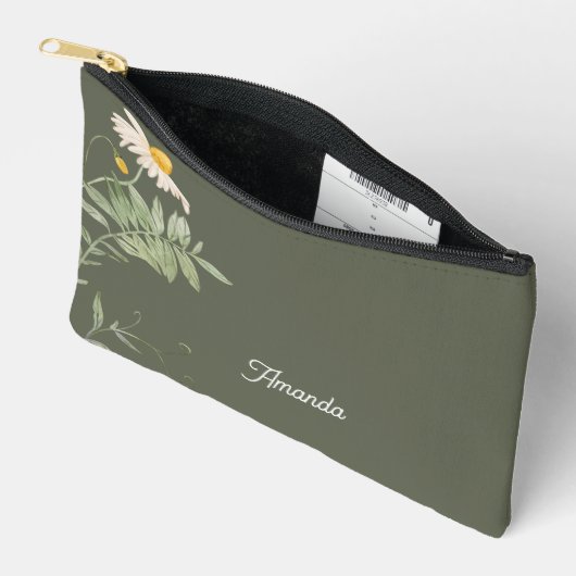 Sage Green Daisy Bloemen Minimal Etui (Open)