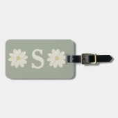 Sage Green Daisy Monogrammed Bagagelabel (Voorkant horizontaal)