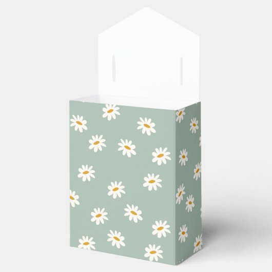 Sage Green Daisy Patroon Bedankdoosjes (Geopend)