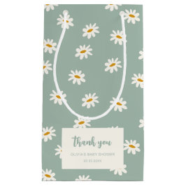 Sage Green Daisy Patroon Klein Cadeauzakje