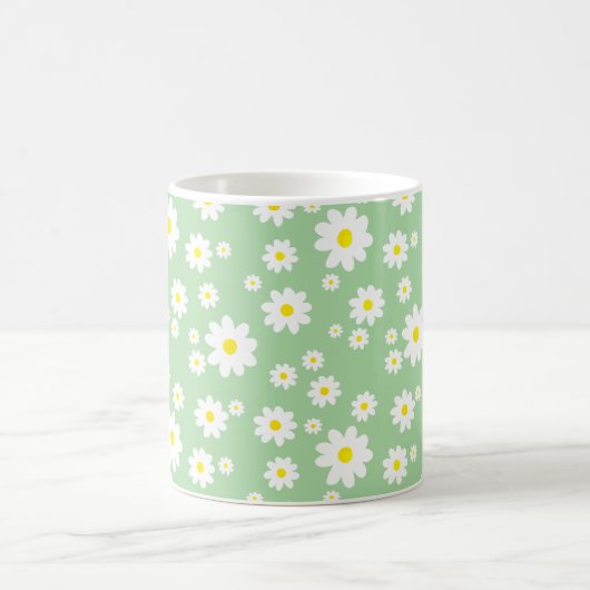 Sage Green Daisy Pattern Spring Coffee Mok (Center)