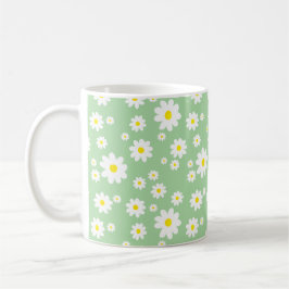 Sage Green Daisy Pattern Spring Coffee Mok