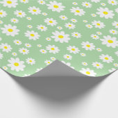 Sage Green Daisy Pattern Wrapping Paper Cadeaupapier (Hoek)