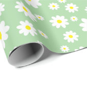 Sage Green Daisy Pattern Wrapping Paper Cadeaupapier (Rol Hoek)