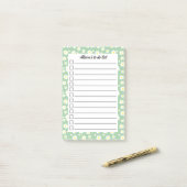 Sage Green Daisy Print gepersonaliseerd om te doen Post-it® Notes (Op bureau)