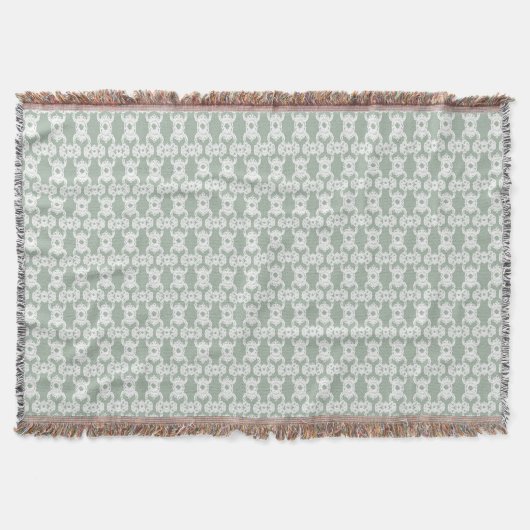 Sage Green Damask Deken (Voorkant)