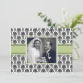 Sage Green Damask Jubileum Party Invitation Kaart (Staand voorkant)