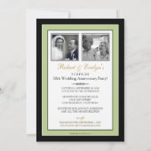 Sage Green Damask Jubileum Party Invitation Kaart (Achterkant)