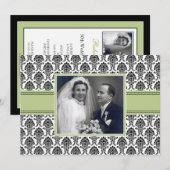 Sage Green Damask Jubileum Party Invitation Kaart (Voorkant / Achterkant)