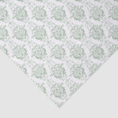 Sage Green Damask Patroon ontkoppelen Tissuepapier (Detail)