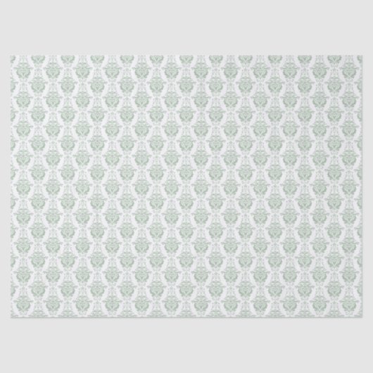 Sage Green Damask Patroon ontkoppelen Tissuepapier (Voorkant)