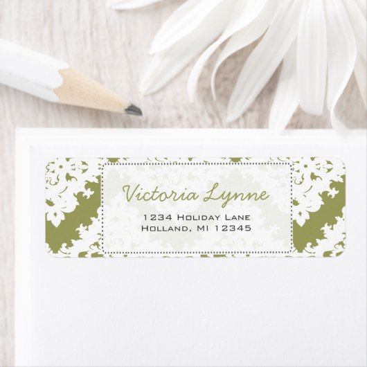 Sage Green Damask Return Label (Insitu)